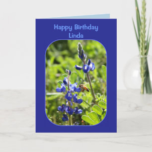 Texas Bluebonnets Linda Happy Birthday Blank Card Karte