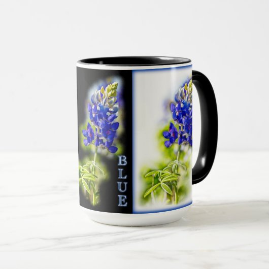 Texas Bluebonnets mit Schwarz, Tasse (VorderseiteRechts)