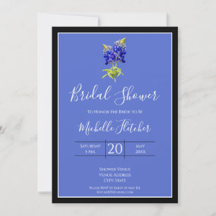 Texas Bluebonnets on Blue, Spring Wedding, Bridal Einladung