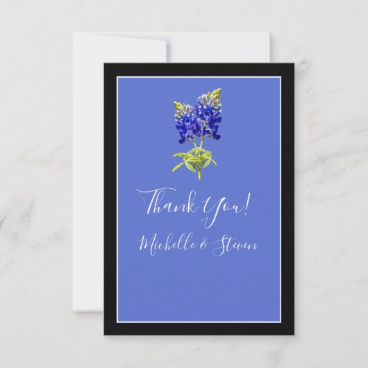 Texas Bluebonnets on Blue, Spring Wedding Dankeskarte (Vorderseite)