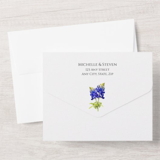 Texas Bluebonnets on Light Gray, Spring Wedding All In One Einladung (Rückseite)
