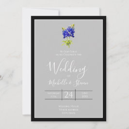 Texas Bluebonnets on Light Gray, Spring Wedding Einladung