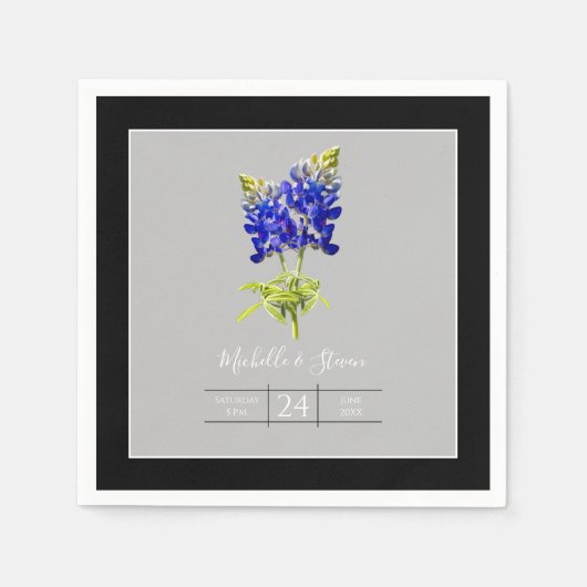 Texas Bluebonnets on Light Gray, Spring Wedding Serviette (Vorderseite)