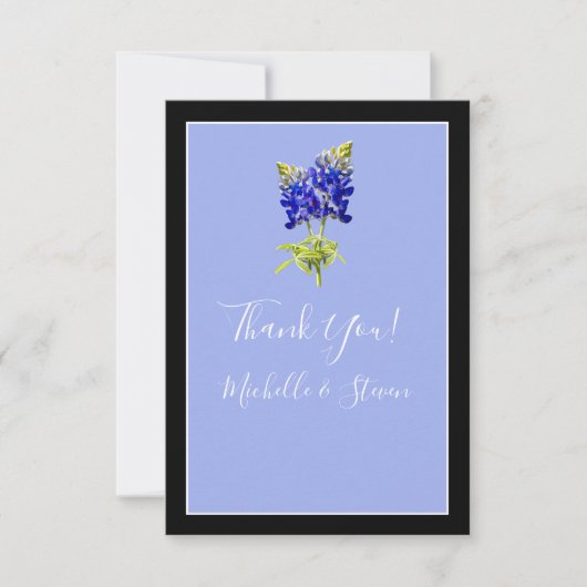 Texas Bluebonnets on Slate Blue, Spring Wedding Dankeskarte (Vorderseite)
