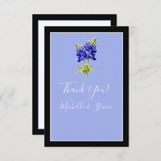 Texas Bluebonnets on Slate Blue, Spring Wedding Dankeskarte (Vorne/Hinten)