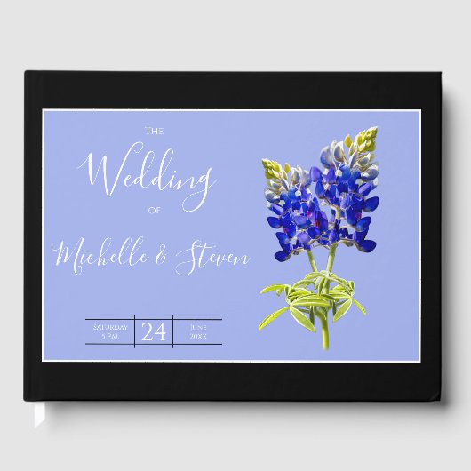 Texas Bluebonnets on Slate Blue, Spring Wedding Gästebuch (Vorderseite)