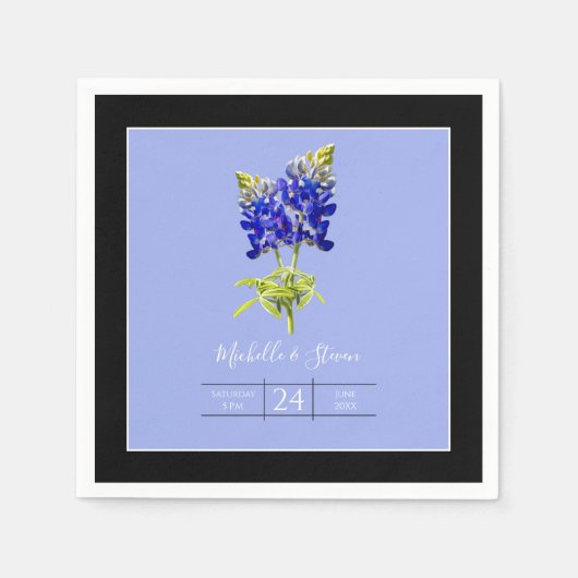 Texas Bluebonnets on Slate Blue, Spring Wedding Serviette (Vorderseite)