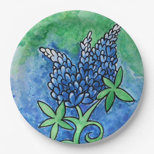 Texas Bluebonnets Pappteller (Vorderseite)