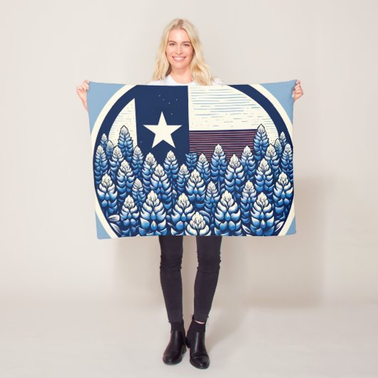 Texas Bluebonnets Staatsflagge Texanischer Stolz Fleecedecke (Beispiel)
