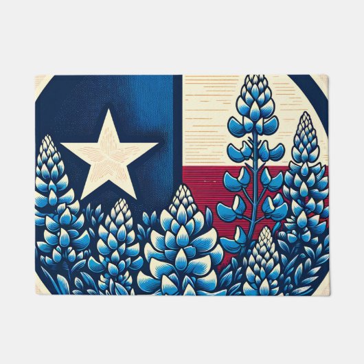 Texas Bluebonnets Staatsflagge Texanischer Stolz Fußmatte (Vorderseite)