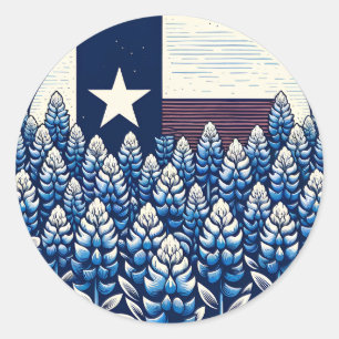 Texas Bluebonnets Staatsflagge Texanischer Stolz Runder Aufkleber