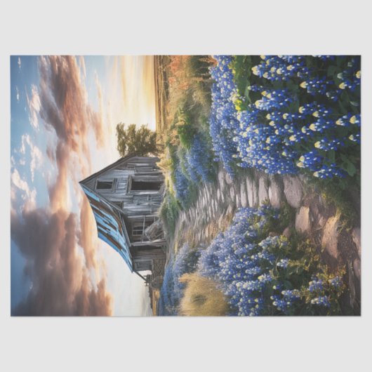 Texas Bluebonnets und Altstall-Dekoupage Seidenpapier (Vorderseite)