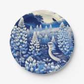 Texas Bluebonnets und Northern Mockingbird Texan Pappteller (Vorderseite)