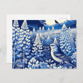 Texas Bluebonnets und Northern Mockingbird Texan Postkarte (Vorne/Hinten)
