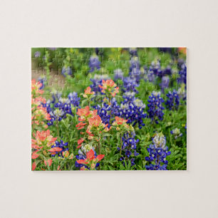 Texas Bluebonnets und Rote Pinsel Wildblumen Puzzle