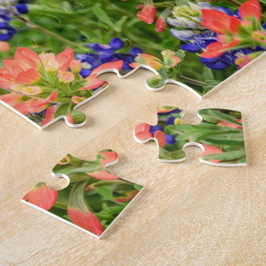 Texas Bluebonnets und Rote Pinselstriche Wildblume Puzzle (Seite)