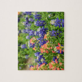 Texas Bluebonnets und Rote Pinselstriche Wildblume Puzzle
