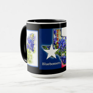 Texas Bluebonnets und Staat in Schwarz, Tasse