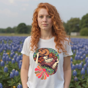Texas Bluebonnets Vintage Rothaarige Cowgirl-Shirt T-Shirt