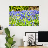 Texas Bluebonnets Wasserfarben-Stil Kunstprint Poster (Heimbüro)