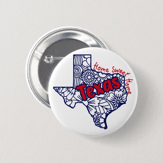 Texas-Blumen-Doodles Button (Vorne & Hinten)