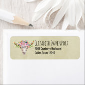 Texas Boho Kuhschädel mit Blume Chic Trendy (Insitu)