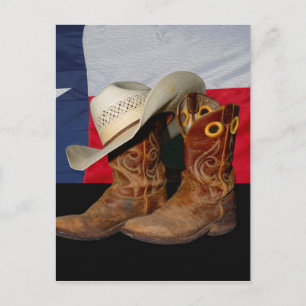 Texas Boots und Hat.jpg Postkarte