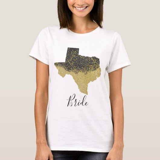 Texas Bride Black and Gold Image T-Shirt (Vorderseite)