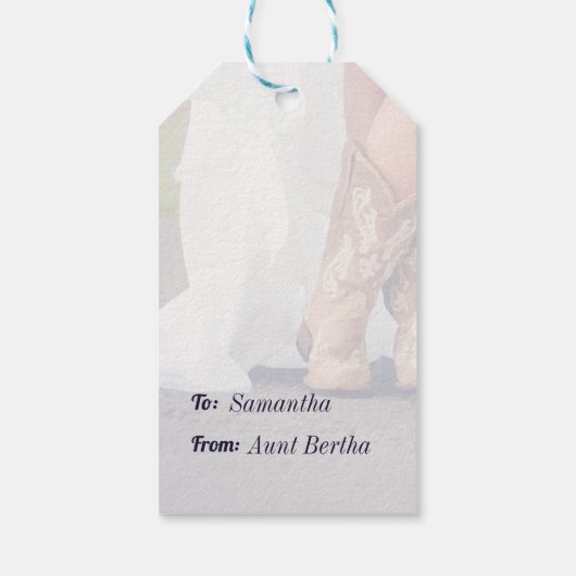 Texas Bride in Boots Brautparty Geschenkanhänger (Rückseite)