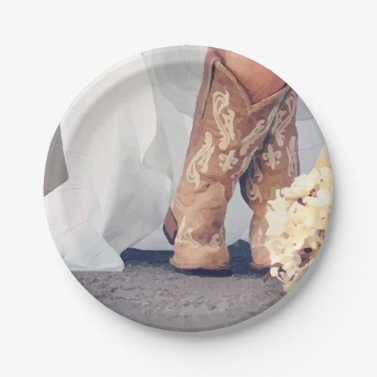 Texas Bride in Boots Brautparty Pappteller (Vorderseite)