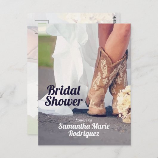 Texas Bride in Boots Brautparty Postkarte (Vorne/Hinten)