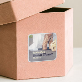 Texas Bride in Boots Brautparty Quadratischer Aufkleber