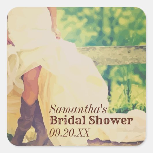 Texas Bride in Boots Brautparty Square Sticker (Vorderseite)