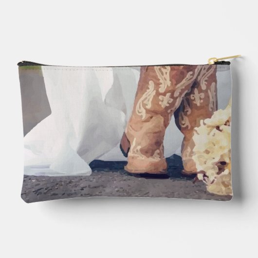 Texas Bride in Boots Bridal Zubehörtasche (Rückseite)