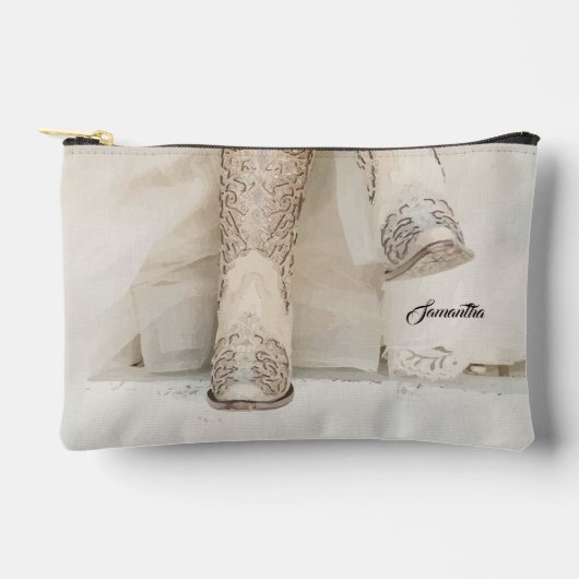 Texas Bride in Kristall Boots Zubehörtasche (Vorderseite)