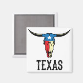 Texas Bull Longhorn Skull Texan Flag Magnet (Vorderseite/Rückseite)