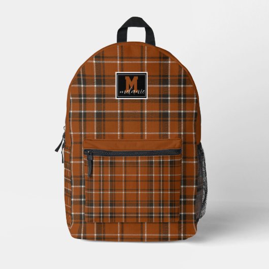 Texas burnt orange checkered plaid tartan bedruckter rucksack (Vorderseite)
