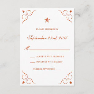 Texas Burnt Orange Lone Star Wedding RSVP Karten