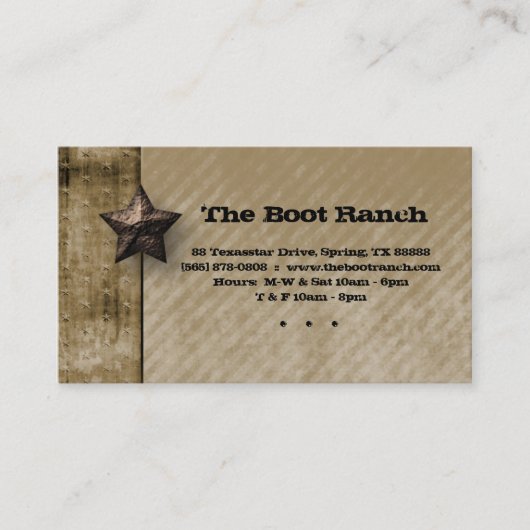 Texas Business Card Beige Denim Jean Star Visitenkarte (Vorderseite)