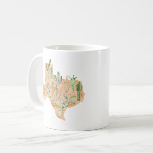 Texas Cacti Cactus Succulent Aquarell Karte Kaffeetasse (Vorderseite Links)