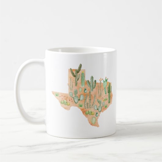 Texas Cacti Cactus Succulent Aquarell Karte Kaffeetasse (Links)