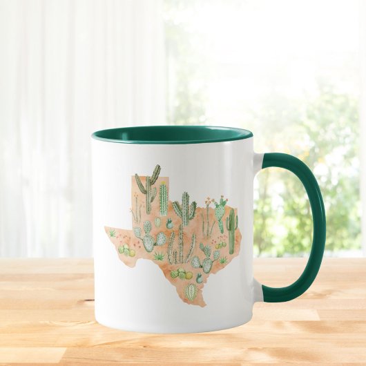Texas Cacti Cactus Succulent Aquarell Karte Kaffeetasse