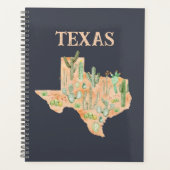 Texas Cactus Cacti Pflanze Illustration Map Planer (Vorderseite)