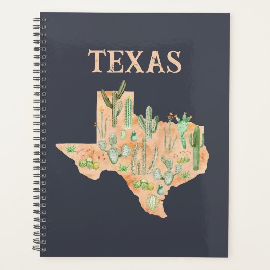 Texas Cactus Cacti Pflanze Illustration Map Planer (Vorderseite)