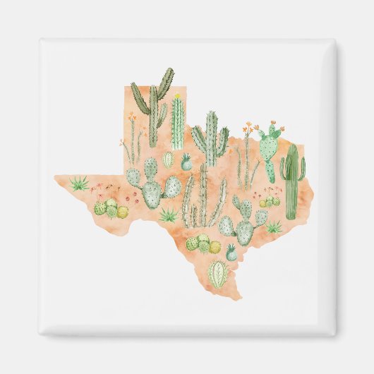 Texas Cactus Cacti Succulent Aquarellkarte Magnet (Vorne)