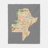 Texas Cactus Watercolor Illustration Map Fleecedecke (Vorderseite)