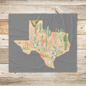 Texas Cactus Watercolor Illustration Map Fleecedecke