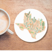 Texas Cactus Watercolor Illustration Map Getränkeuntersetzer