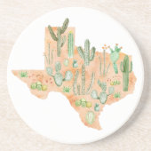 Texas Cactus Watercolor Illustration Map Getränkeuntersetzer (Vorne)