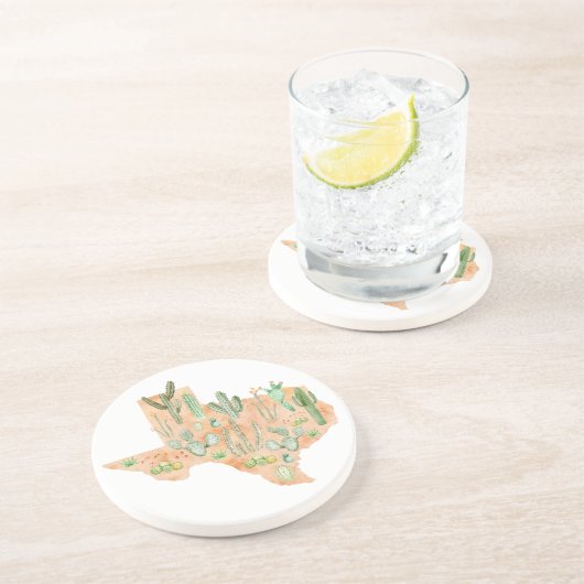 Texas Cactus Watercolor Illustration Map Getränkeuntersetzer (Seite)